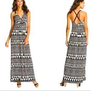 Vince Camuto Geo Stripe Black White Maxi Dress Sz SP